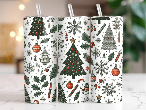 20oz Christmas Tumbler Wrap PNG Design