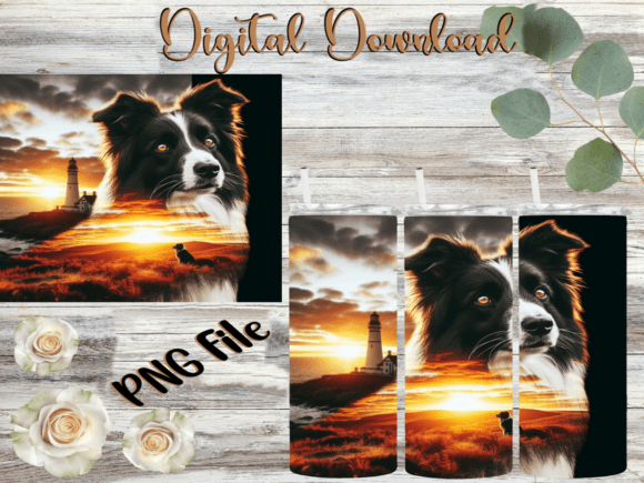 Border Collie Fall Lighthouse Tumbler Graphics