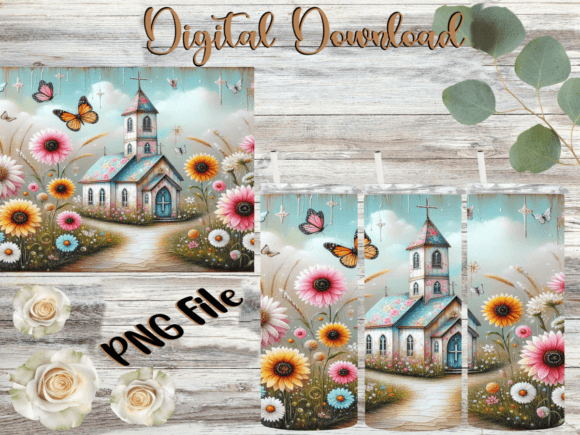Country Chapel Tumbler Background Graphics