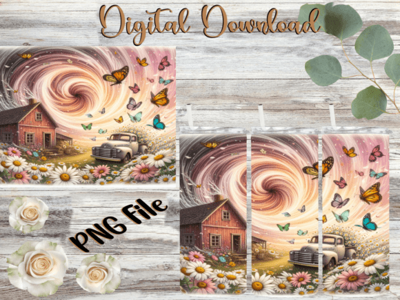 Country Farm Truck Tumbler Background: Graphics for Tumbler Wraps