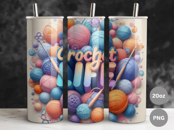 Crochet Life 20oz Tumbler Sublimation Graphics