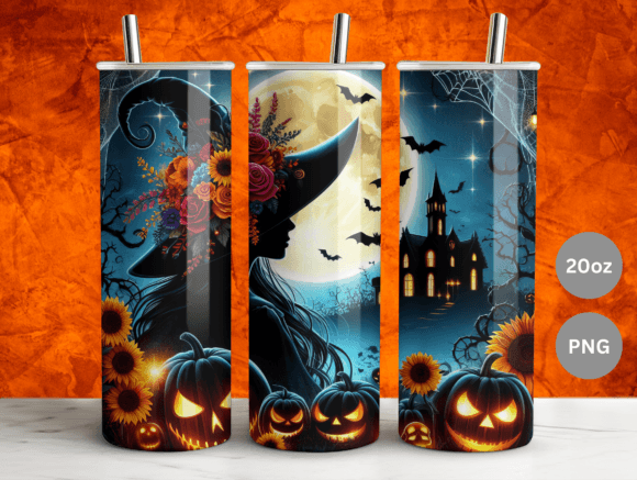 Halloween Witch 20oz Tumbler Wrap PNG: Graphics for Local Tumbler Wraps