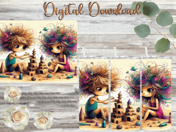 Kids Sandcastles Beach Tumbler Graphics