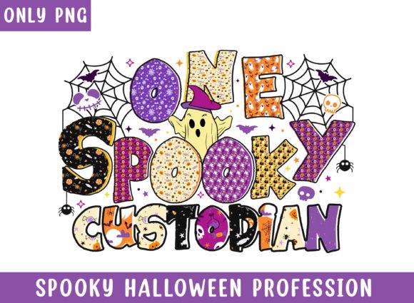 One Spooky Custodian Halloween Pattern: Graphics for Crafts