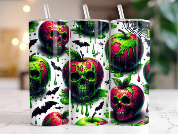 Poison Apple Fright Tumbler Wrap PNG: Graphics for Bold Tumbler Wraps